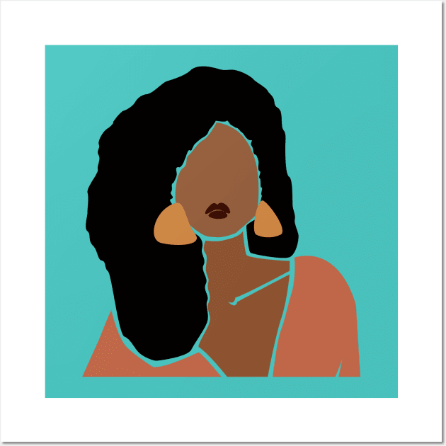 Black woman big earrings Wall Art by JunkyDotCom